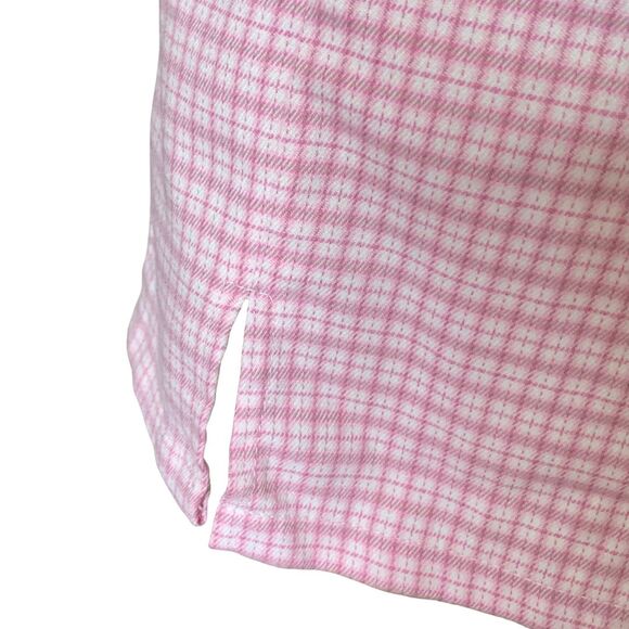 Brandy Melville Pink Gingham Plaid Mini Skirt Side Slit Y2K Preppy - Picture 5 of 8